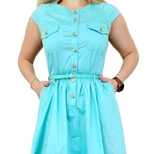 La Luce Turquoise Button-Down Dress